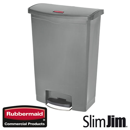 Afvalbak Slim Jim Front Step On container Rubbermaid 90 liter grijs